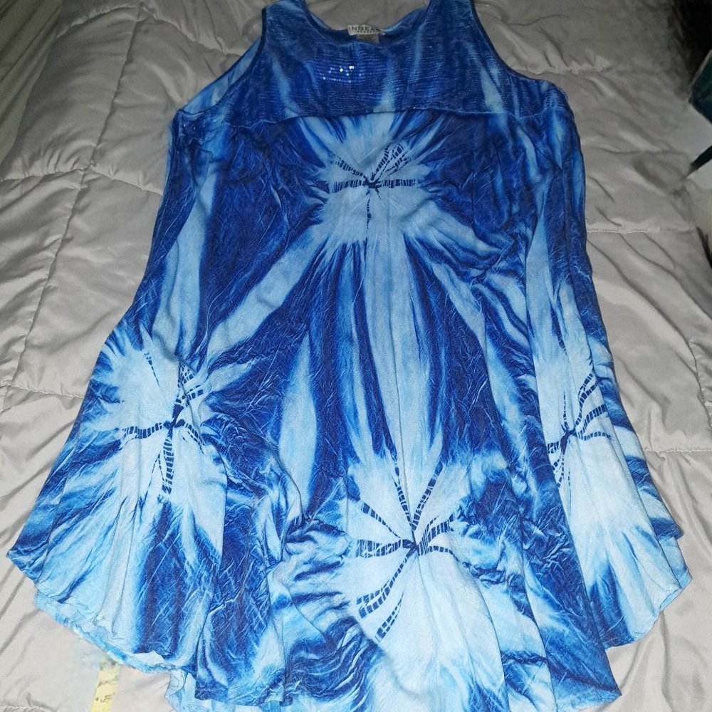 NWOT Rayon Tie Dyed Sleeveless Dress with Sequins on Top